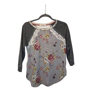 Rewind Floral 3/4 Sleeves Scoop Neck Blouse Women's Small